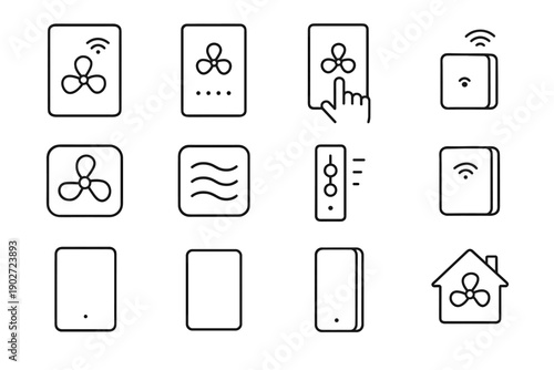 Fan control climate clean simple vector led icon smart silhouette functional