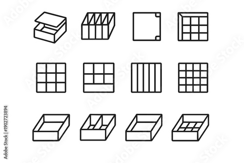 Outline vector icons divider slot modern icon vertical aesthetic clean lid drawer