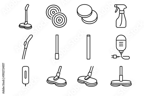 Status sleek cable icon gadget mop cordless system fabric control vector