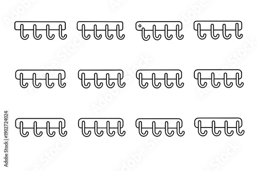 Icons multiple wall modern curved hanger hook icon accessory vector coat smooth