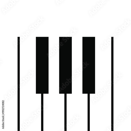 Minimalist Piano Keyboard Vector Illustration - Three Black Keys Pattern
