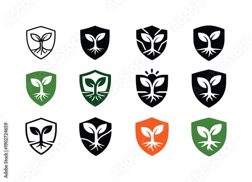 Resilient Crop Icons. Designing resilient crops for changing weather conditions. Icon set. Set Logo of designing resilient crops for changing weather