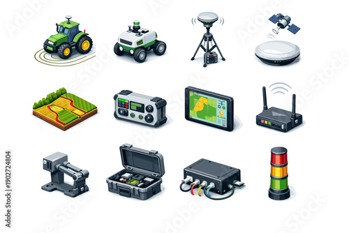 Vector antenna rugged display precision icons dustproof agriculture icon navigation receiver indicator
