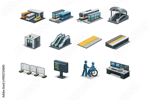 Timetable icons frame hub entrance icon unit mobility platform vector accessibility access