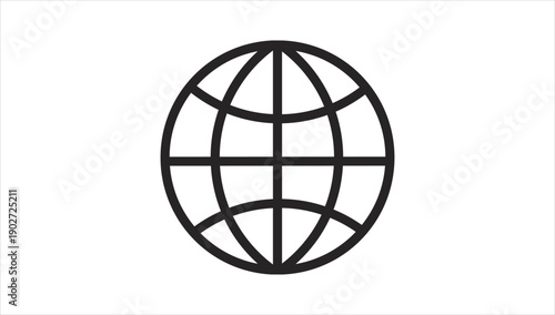 Simple black globe icon on white background.