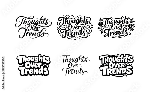 Creative Lettering Variations. Thoughts Over Trends. Set lettering. harmonious lettering variations of the same emblematic concept, each with different