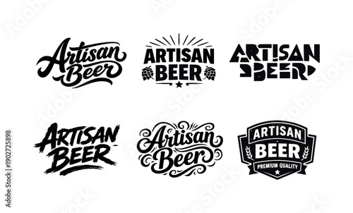 Artisan beer lettering. Set lettering. harmonious lettering variations of the same emblematic concept, each with different artistic