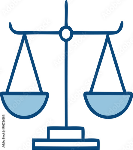 Justice balance scale vector icon in flat outline style. Legal law and fairness concept symbol representing justice, equality, court and judgment. Suitable for law firms, legal services, court website