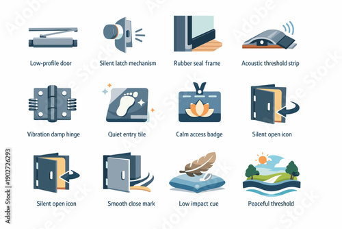 Entry peaceful vibration icons hush access quiet vector solutions tile icon transition