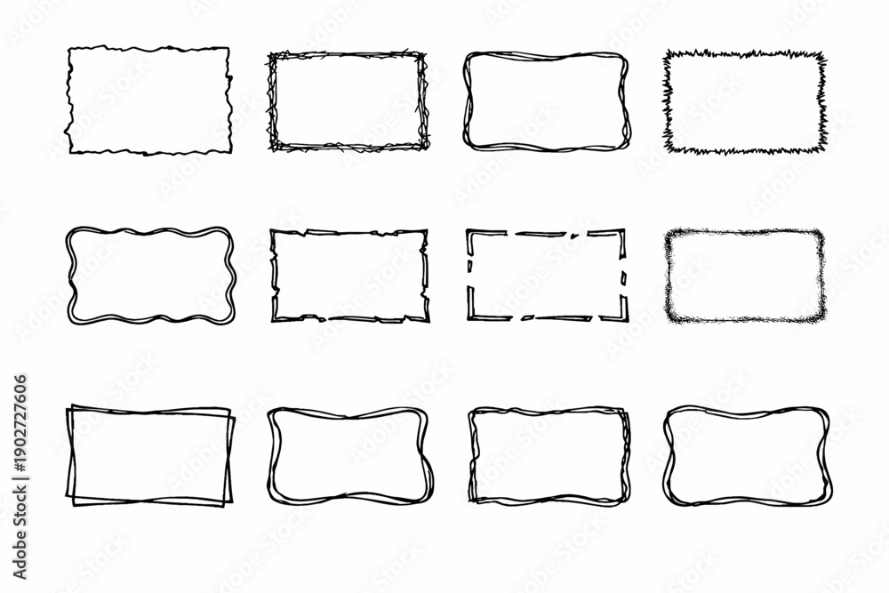 Obraz premium Simple vector ragged perimeter distorted border frame edge enclosure icon form image