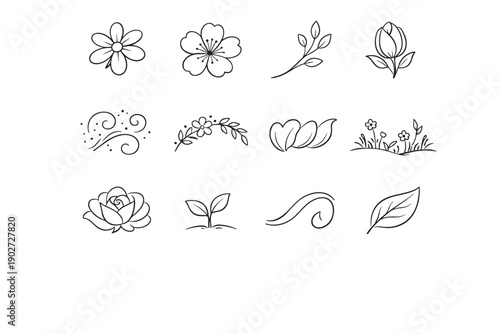Flower icon generation bloom vector vein nectar leaf simple image calm airy