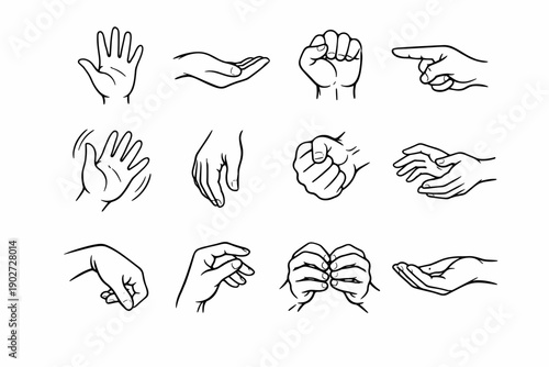 Generation image reaching curve palm simple bend fingers cupped expressive vector icon