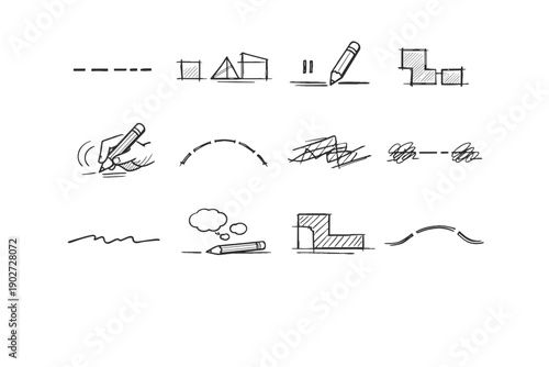 Stroke icon uneven generation outline planning path guide simple draft image sketch