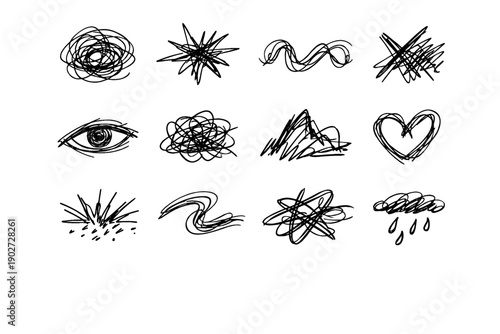 Vector raw freeform gesture icon unplanned chaotic grid abstract curve unstructured