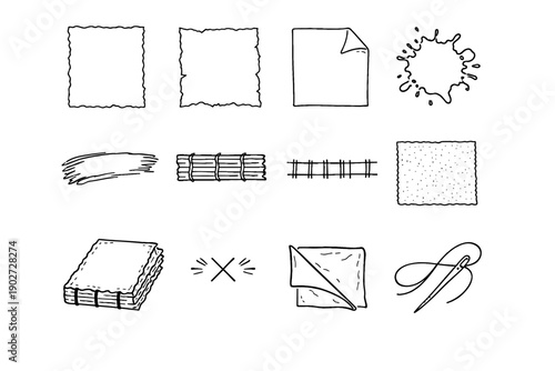 Image ink vector paper torn simple generation fold icon outline page mark