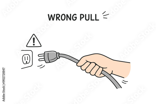 Incorrect power cord removal warning