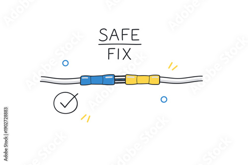 Illustration of safe wire connection with heat shrink connectors