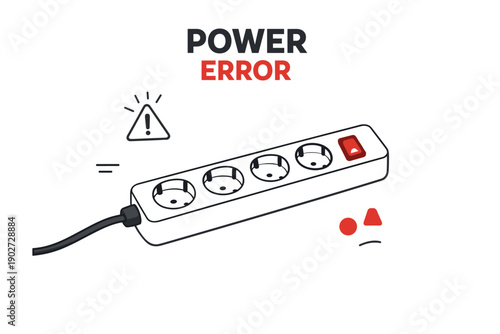 Power error warning on surge protector with alert symbols