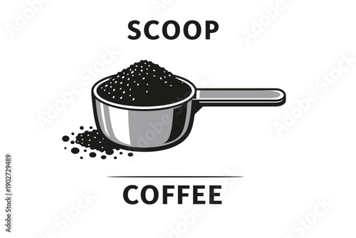 Coffee scoop illustration with ground coffee and handle