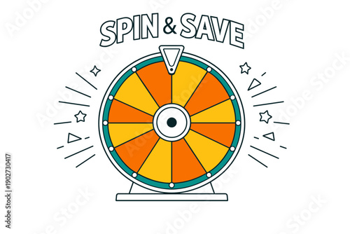 Colorful spin and save wheel for exciting fortune games and discounts