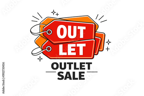Outlet sale promotion with price tags and sparkles
