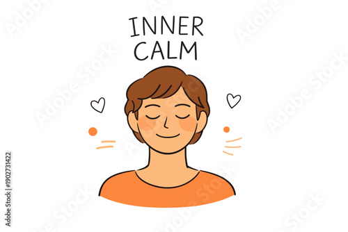 Smiling young adult female enjoying inner calm and positivity
