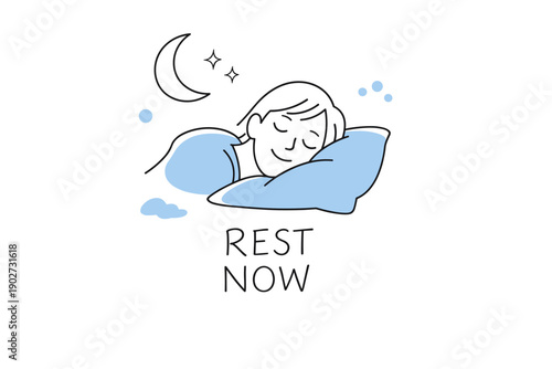 Relaxed young male sleeping peacefully under moon and stars