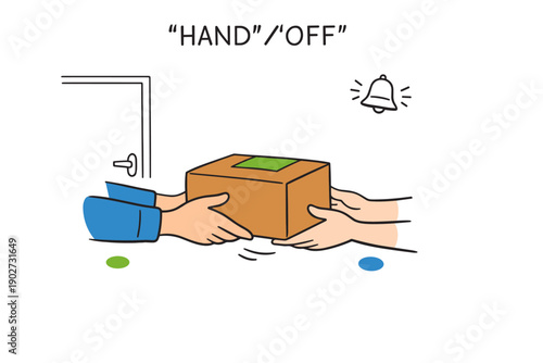 Package exchange at doorstep between two adults