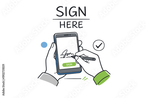 Digital signature on mobile device with stylus for secure document signing