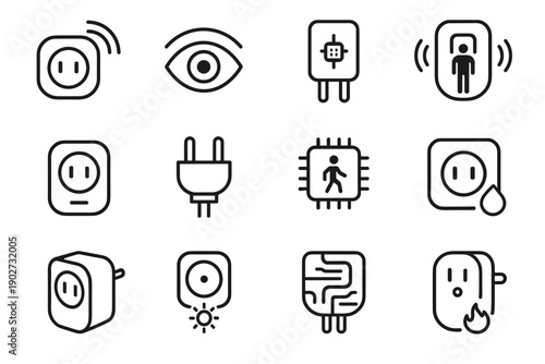 Smart internal sleep sensor analysis plug reinforced outlet icon relay paths vector