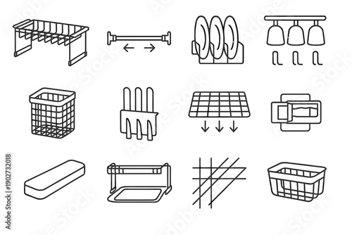 Rack organizer icon metal dish supports removable utility vector inverted open
