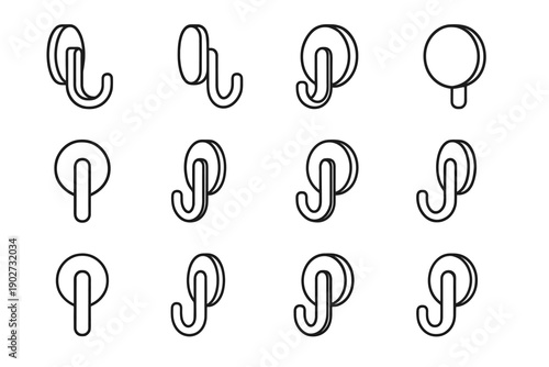 Mounting texture footprint magnetic hanging hooks matte style icon wall curved icons