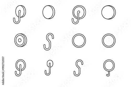 Point hook design vector icons icon magnet surface circular slim hardware magnetic