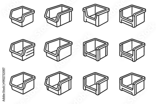 Rails bin icon corner interface vector stacking plastic icons stackable compact