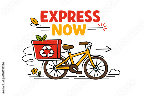 Eco-friendly bicycle delivery with express now service and recyclable package