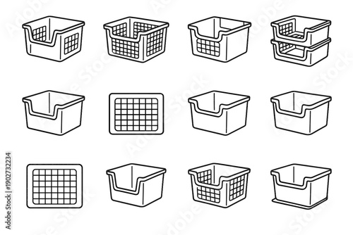 Base icon bin design basket interior icons organization plastic modern stackable vector