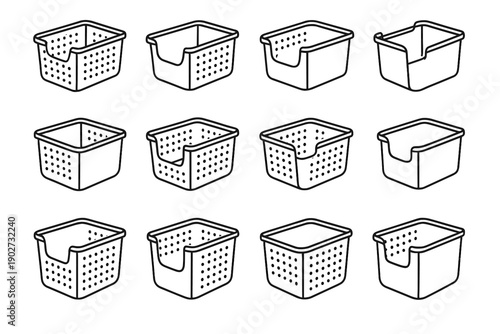 Side stackable frame icons modern icon minimal basket vector matte durable access
