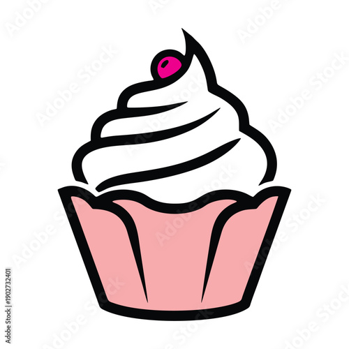 Fotografie vector illustration of a cupcake