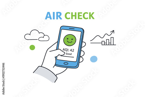 Mobile air quality checker with good aqi display on smartphone screen
