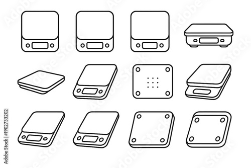 Food icon lightweight scale rectangular base digital vector window modern weighing slim