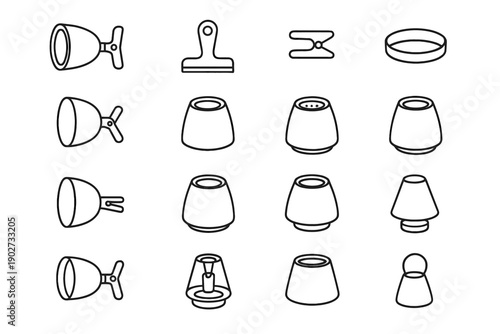 Vector open matte accessory shade icons base icon clip interior lamp lighting