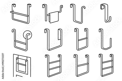 Towel vector corners construction minimalist smooth icons compact bathroom rack welded rounded
