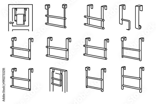 Vector door organizer hanging rails modern towel storage brackets finish cylindrical icon