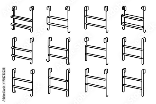 Parallel organizer door geometry storage bathroom icon modern towel tubing vector over