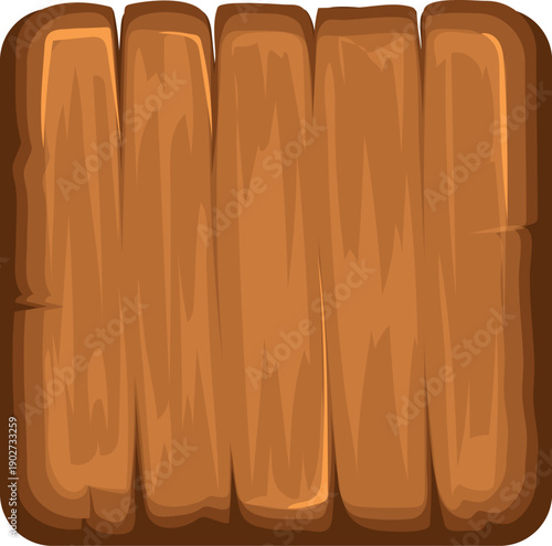 Wooden square cartoon panel. Plank signboard template