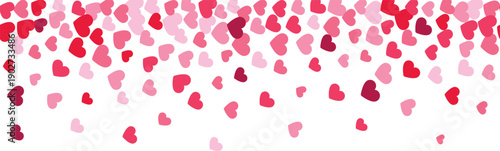 Romantic banner with hearts falling. Wedding invitation template