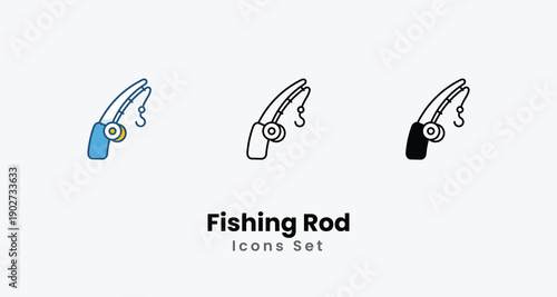 Fishing Rod icons vector set stock illustration