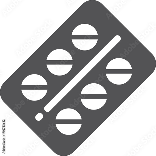 Tablet blister black icon. Medical drug symbol