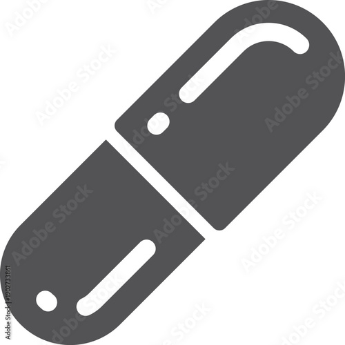 Pill black icon. Medical capsule drug symbol