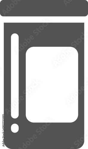 Drug jar black icon. Medical plastic bottle